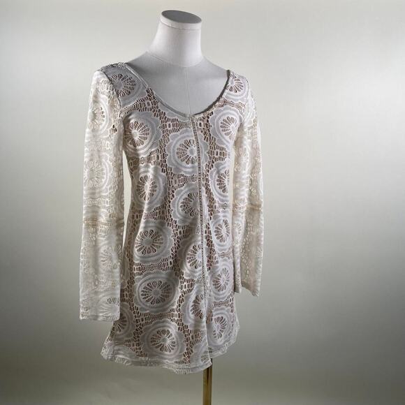 boho white lace mini dress - Picture 1 of 3
